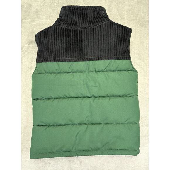 Carter’s Toddler Puffer Vest Size 2T Green Blue Corduroy Collar Sherpa - Picture 3 of 9